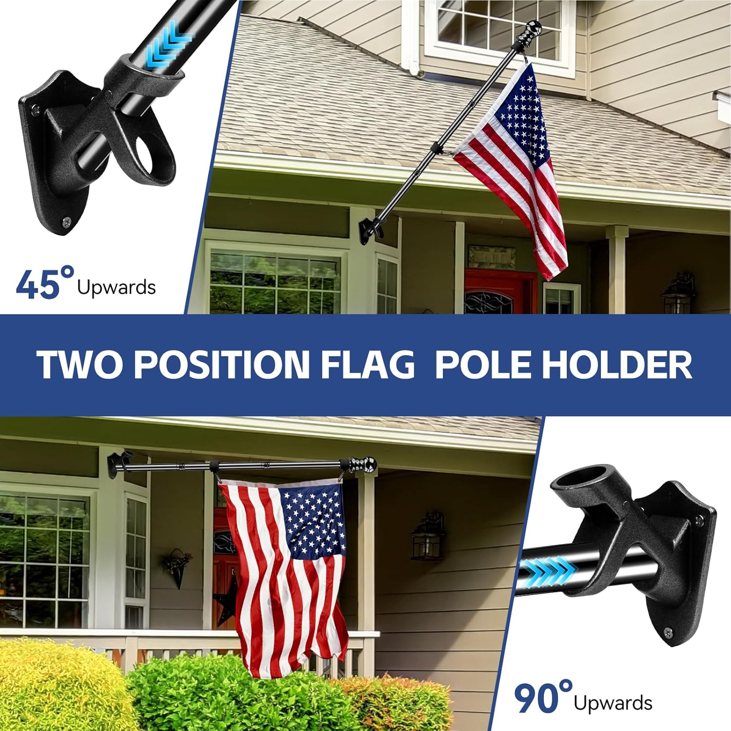 American Flag with Pole for House Outside, Including 5Ft Heavy Duty Flag Aluminum Poles Kit and 100% Polyester 3x5 ft