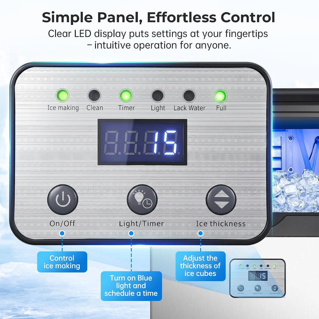 110LBS/24H Commercial Ice Maker Machine Under Counter/Freestanding