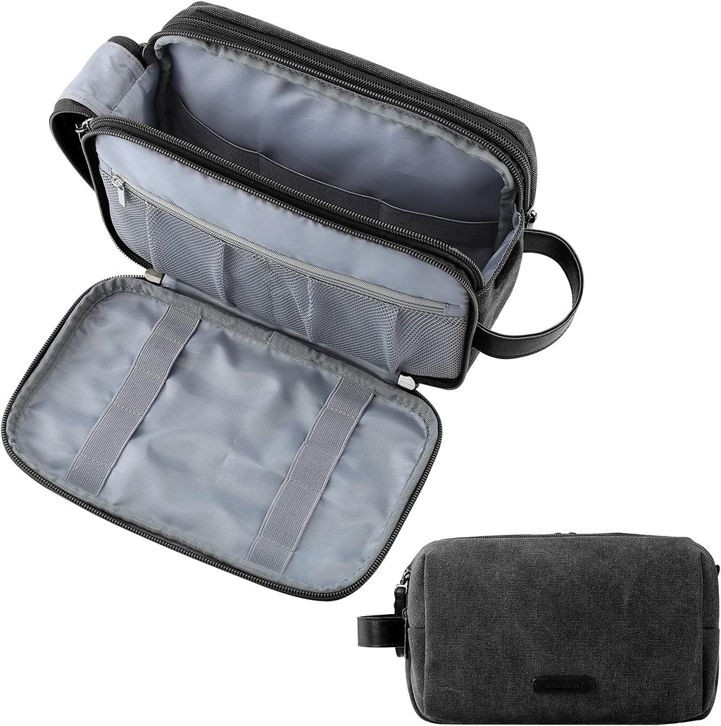 Toiletry Bag for Men, Canvas Travel Toiletry Organizer Dopp Kit Water-resistant Shaving Bag for Toiletries