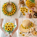 50pcs Artificial Sunflower Heads with Stems, 1.5 in Fake Sunflower