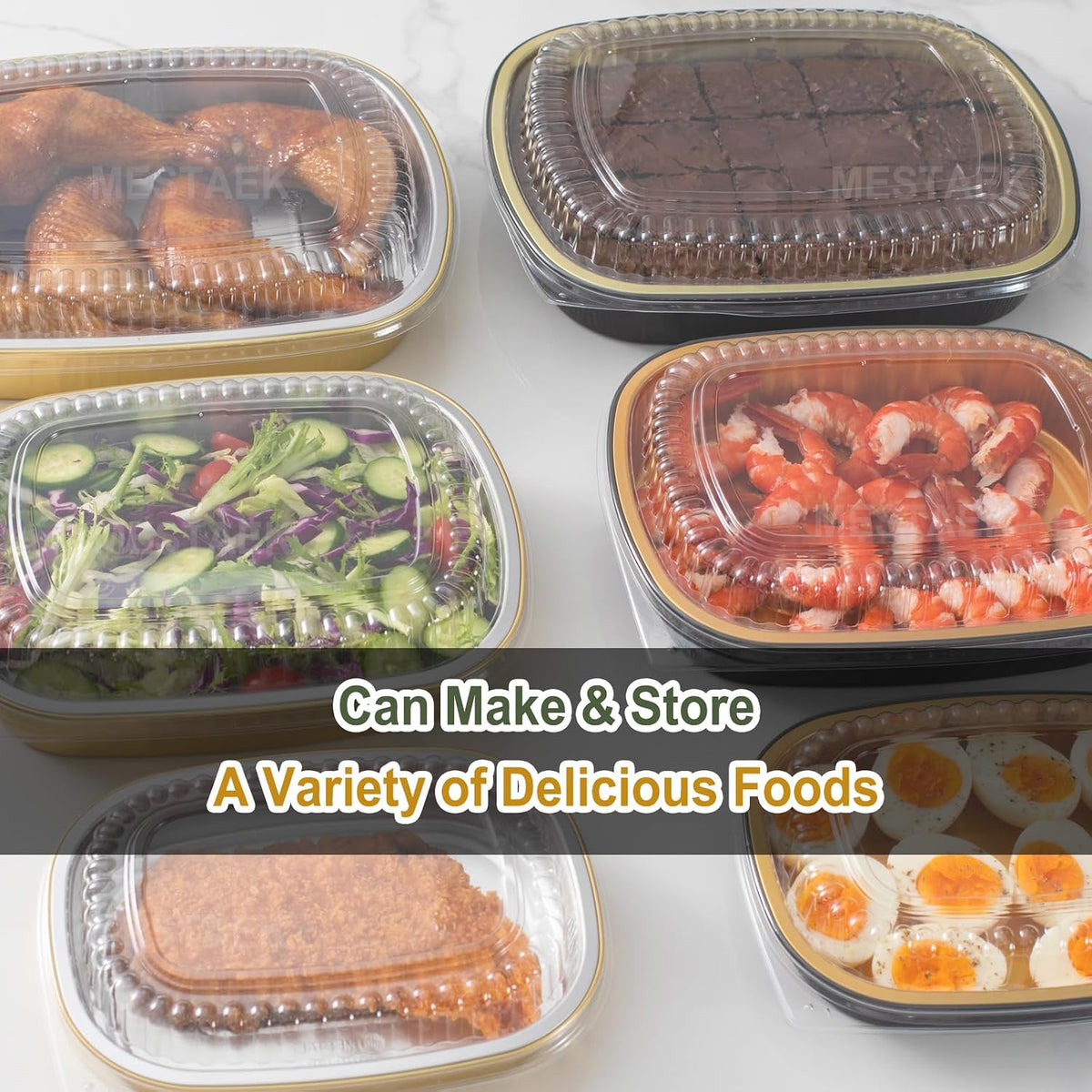 68oz Oval Aluminum Foil Catering Trays with Lids, 5 Pack