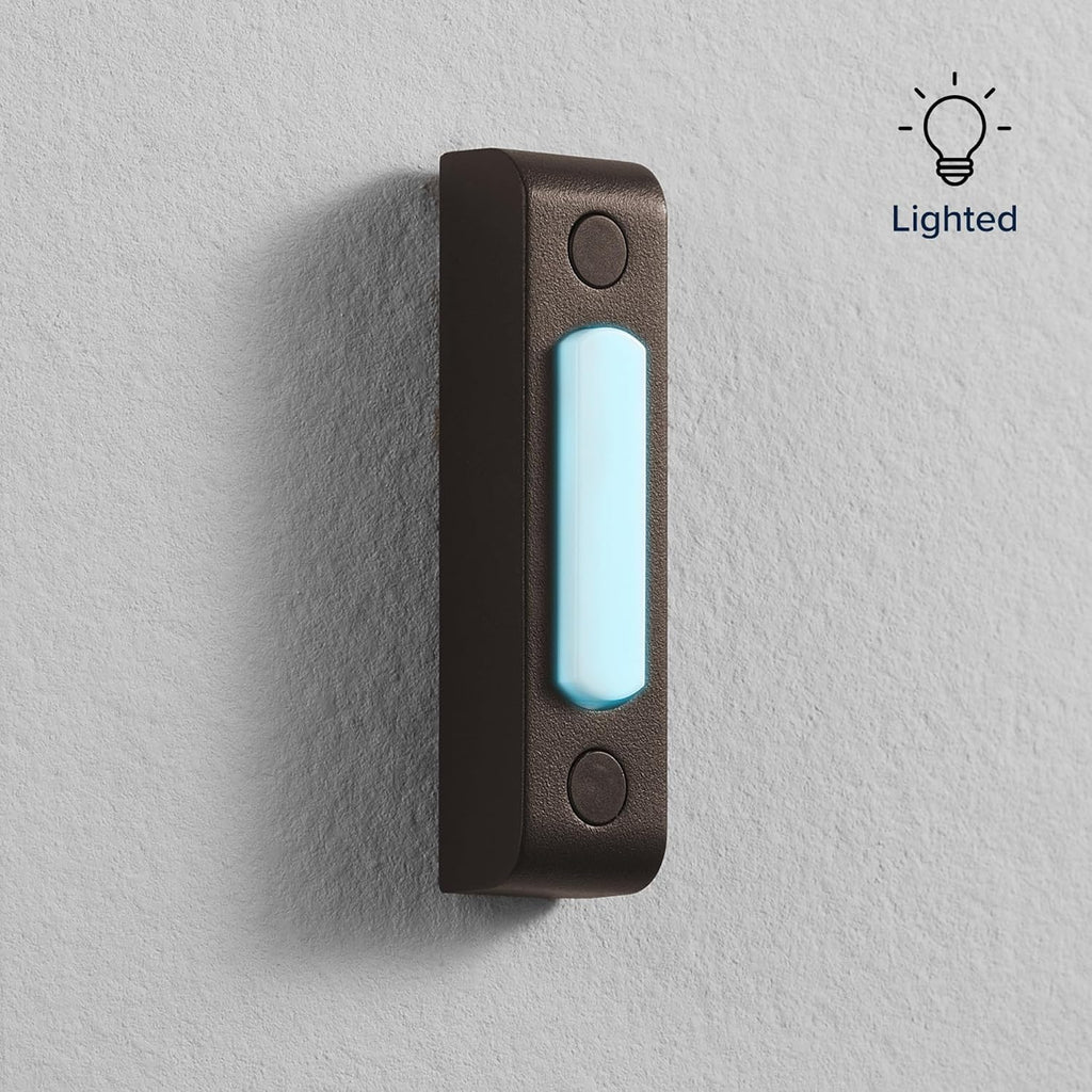Wired Push Doorbell Button, Oil-Rubbed, Bronze, Metal, Lighted, Surface Mount, Home Improvement, Outdoor