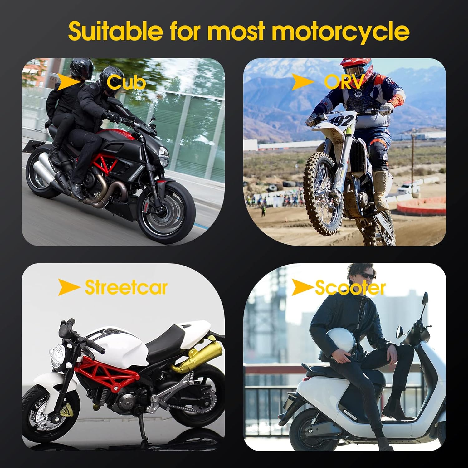 Motorcycle Tire Pressure Monitoring System, Tire Pressure and Temperature Alarm, Wireless Motorcycle TPMS with 2