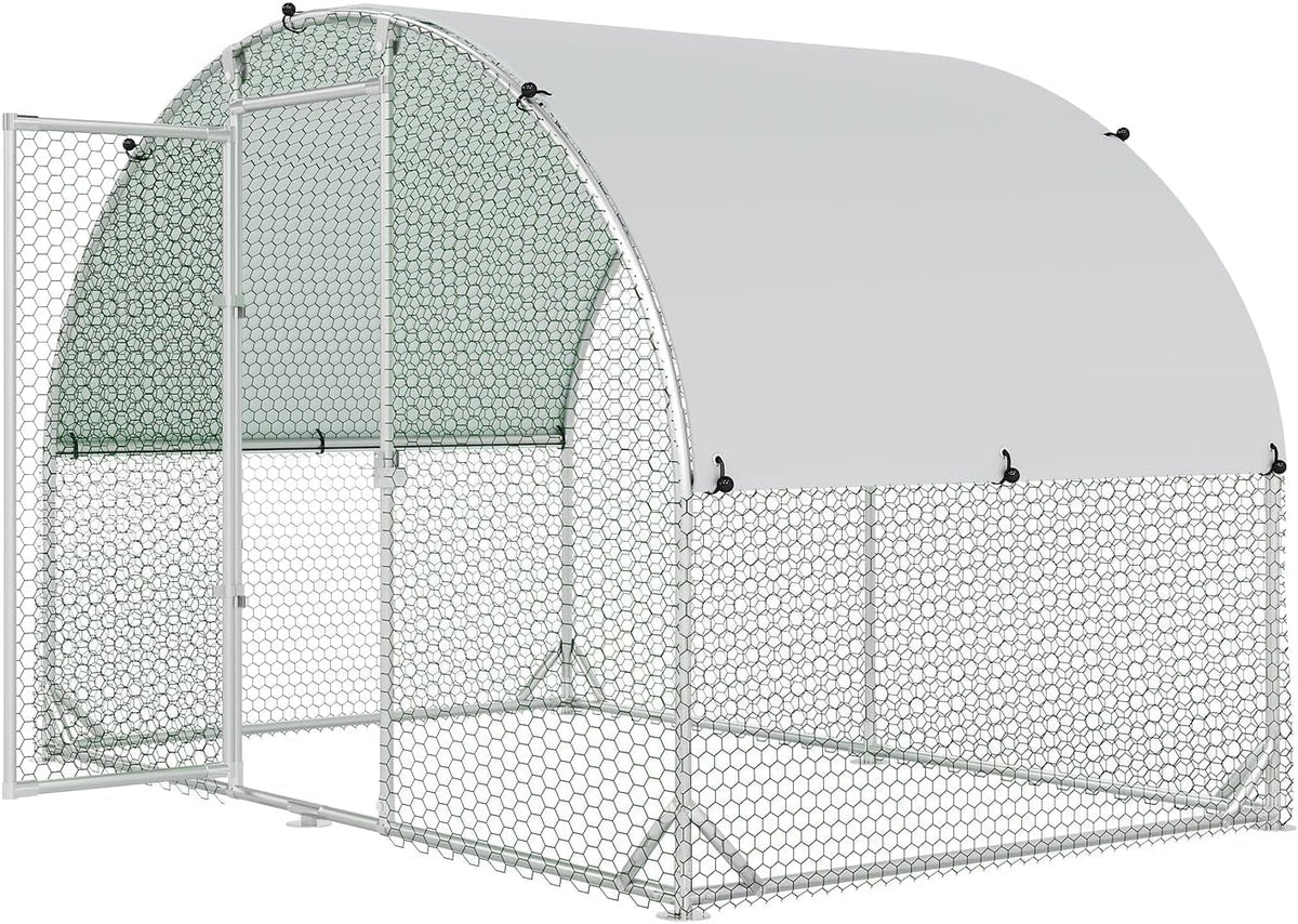 Metal Chicken Coop, 9.8x6.5 FT Walk-in Chicken Run Pen Poultry Cage, Water-Resistant & Anti-UV Cover, Large Chicken
