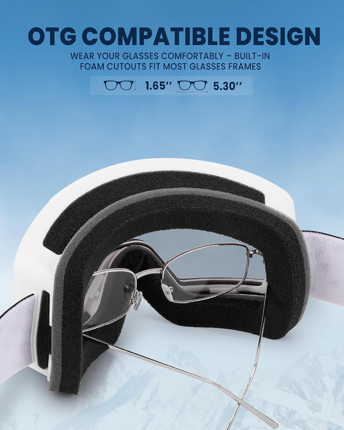 Ski Goggles – Anti-Fog, HD OTG Snow Goggles with UV400 Protection, Snowboard Goggles for Men, Women, and Youth