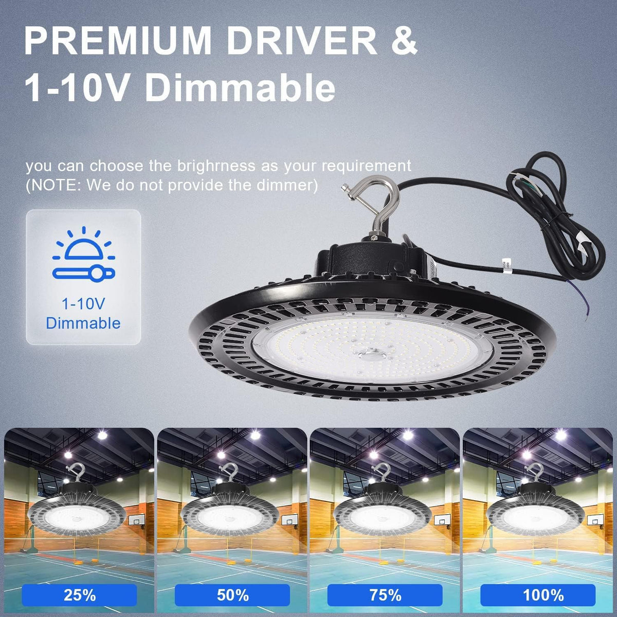 240W UFO LED High Bay Light, 5700K 38400LM, 1-10V Dimmable