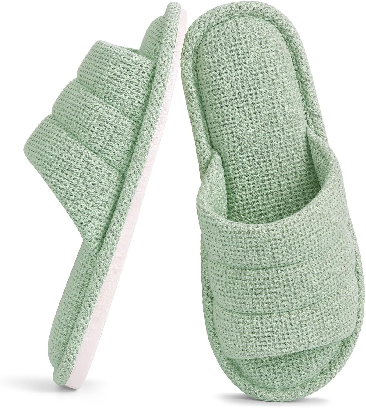 Summer House Slippers for Women Men Waffle Indoor Slippers | Breathable Open toe Home Shoes, Memory Foam Slip-on