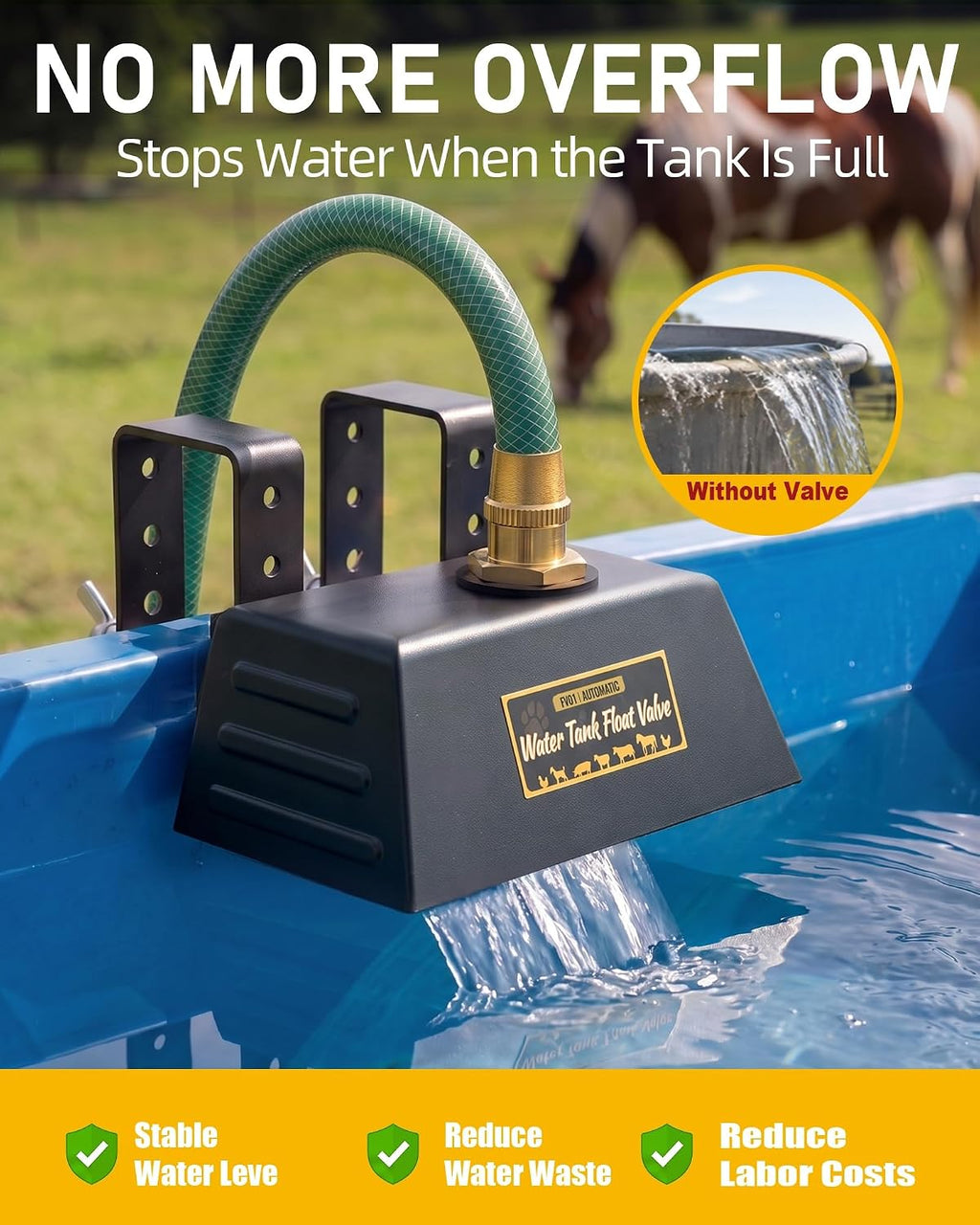 Automatic Water Trough Float Valve Suitable for 3/4" Female Water Connector | Patented Float Valve for Water Tank