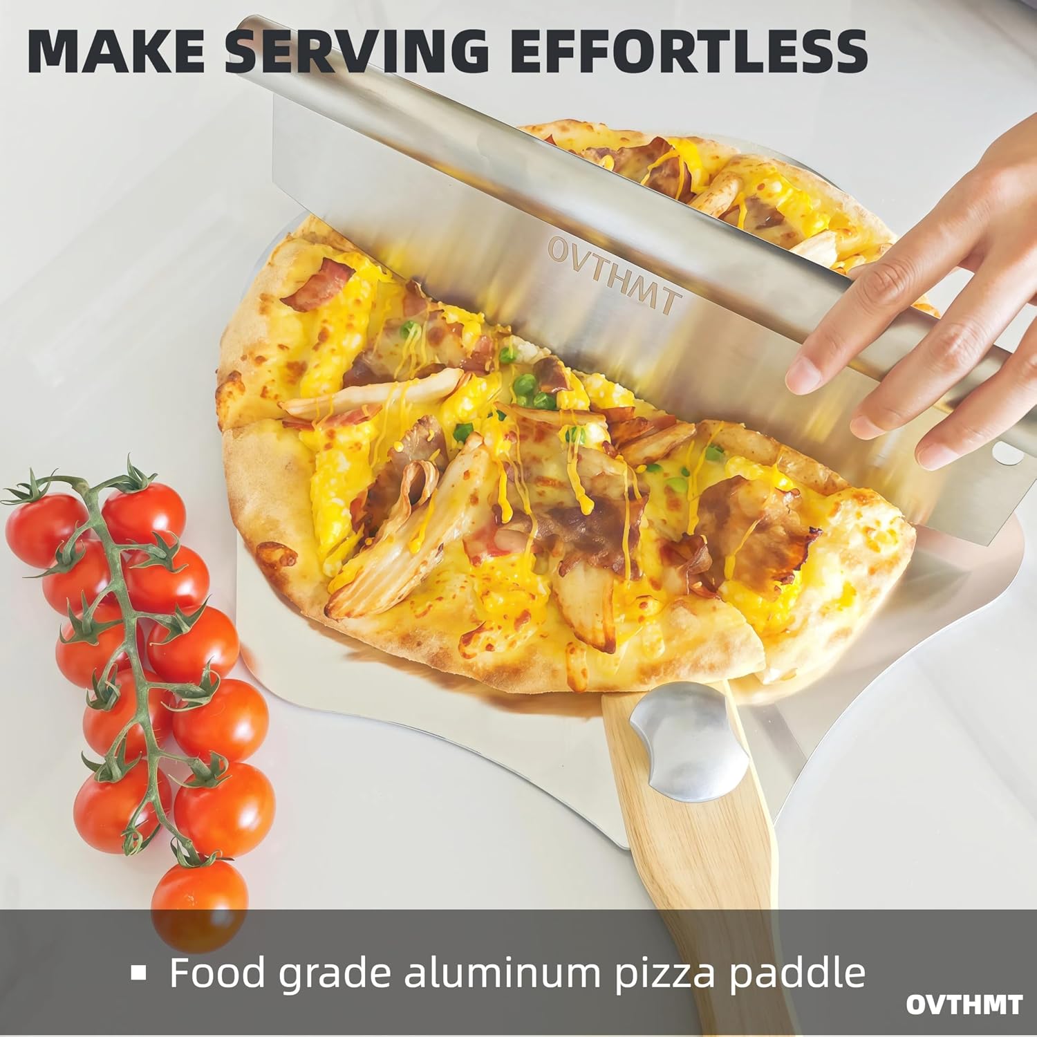 Pizza Peel 12 inch, Aluminum Pizza Paddle 12 x 14 inch with Foldable Wood Handle, Pizza Spatula For Oven, Bread
