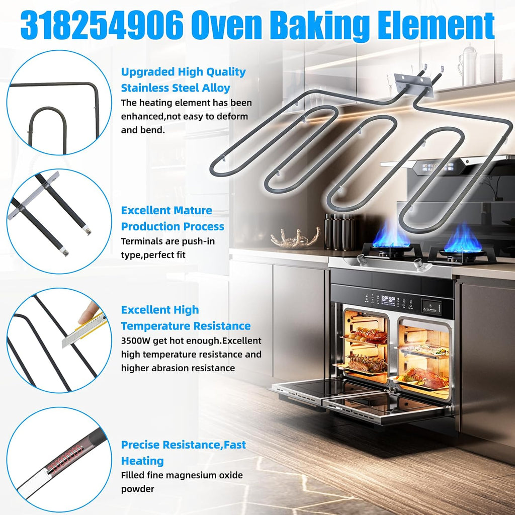 UPGRADED 318254906 Oven Heating Element Compatible with Frigidaire Kenmore Electrolux Electric Range Stove Ovens Parts,318254906 Frigidaire Broil Element 318254909 318254901 1259831 Oven Bake Element