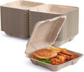 50 Pack Compostable Clamshell Take Out Food Containers, 8 inch