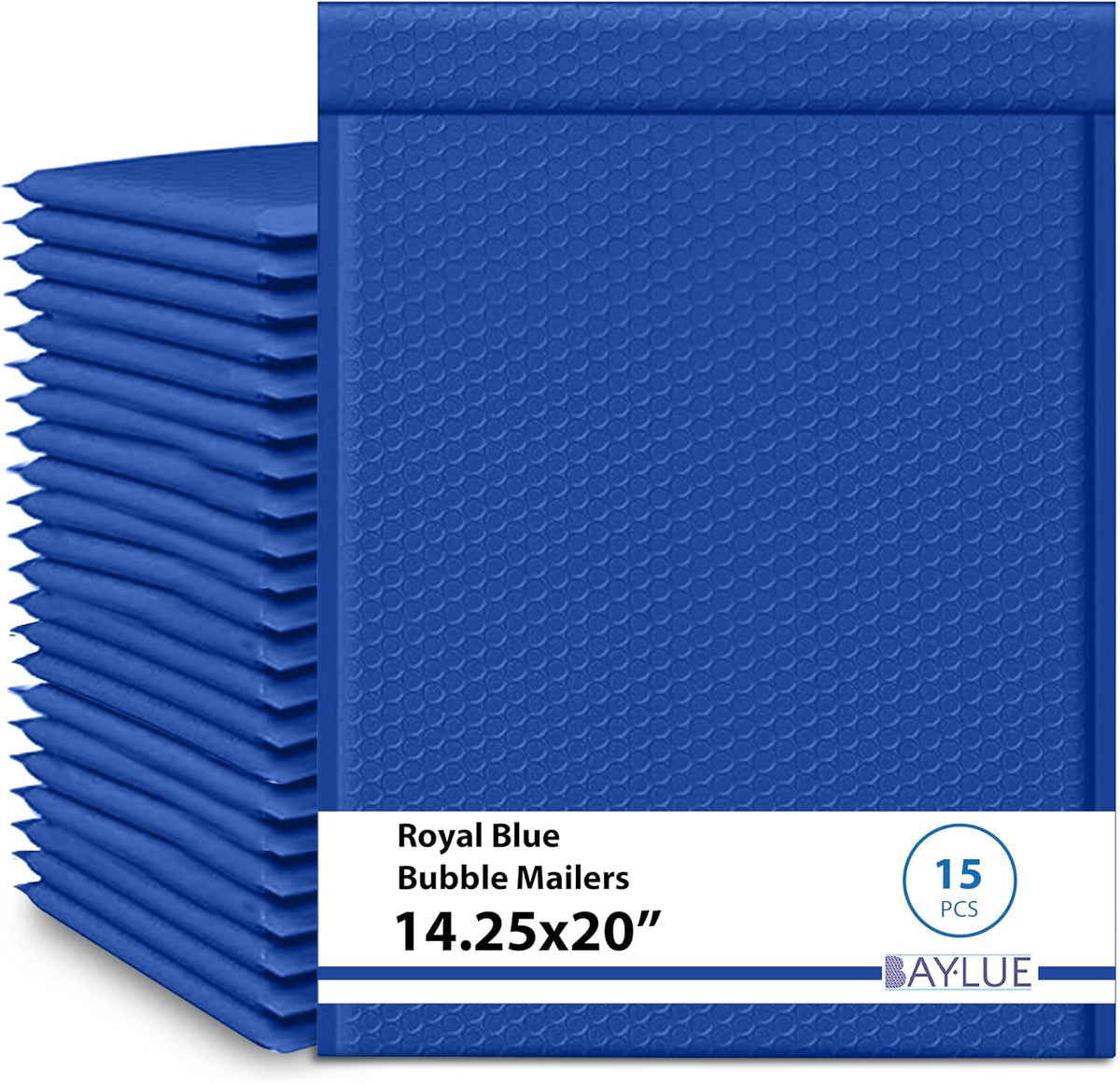 Royal Blue Bubble Mailers 14.25x20, Poly Padded Envelopes #7, 15 Pack