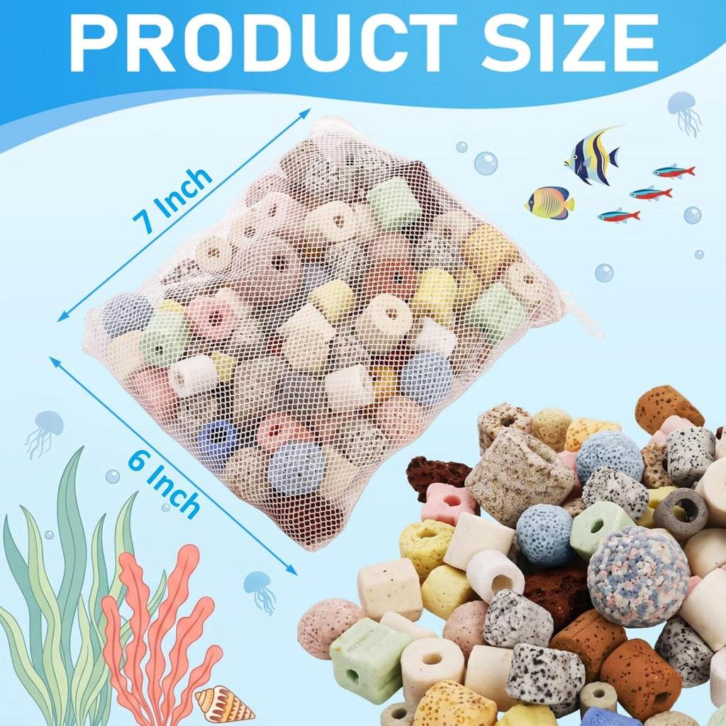 4 Bags 13-in-1 Aquarium Filter Ceramic Bio Balls, 2000g/4.4Lbs