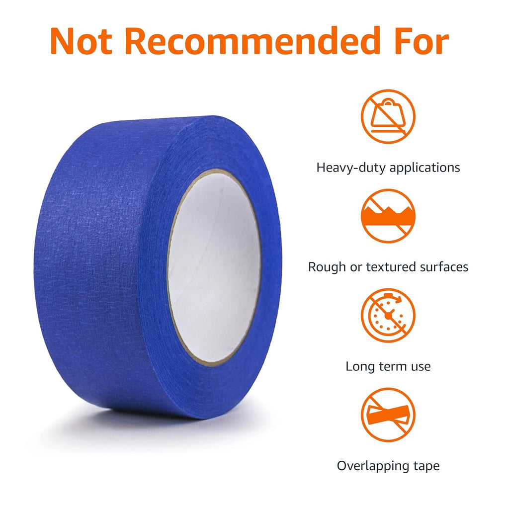 Blue Painters Tape, Protects Surfaces, Removes Easily, No Residue, 1.88" x 60-Yard, 6 Rolls