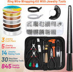 Jewelry Wire Wrapping Jewelry Making Supplies Kit, Ring Sizer Measuring Tools Kit with Tools, Ring Craft Wires