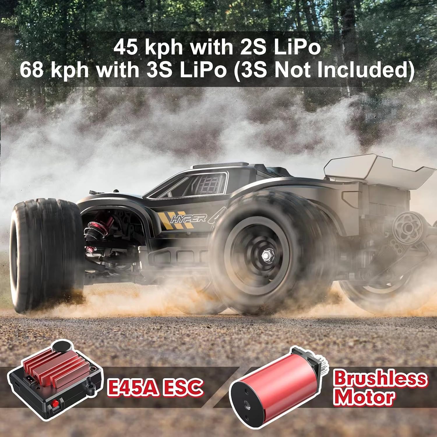 H16BM 1/16 Brushless Fast RC Cars for Adults | Max 42mph, RC Truck, 4X4 Remote Control Car, RTR 2 Lipo Batteries