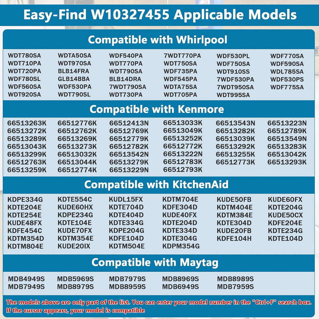 W10327455 WPW10327455 Dishwasher Upper Spray Arm Compatible with Whirlpool Kenmore Kitchen Aid Maytag Dishwasher Replaces AP6019626 1937861 PS11752935 WDT730PAHZ0 WDT970SAHZ0 WDT750SAHZ0 WDTA50SAHZ0