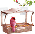 Window Bird Feeder with Strong Suction Cups, Metal Outdoor Gift - Curved