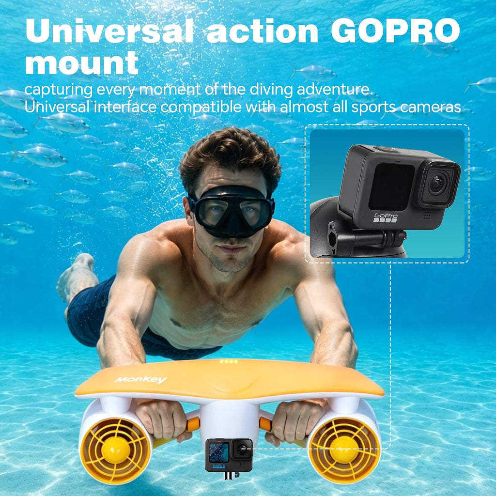 Underwater Scooter with Action Camera Mount, 26lbf Sea Scooter 30 Minutes Water Scooter for Adults 50M Waterproof