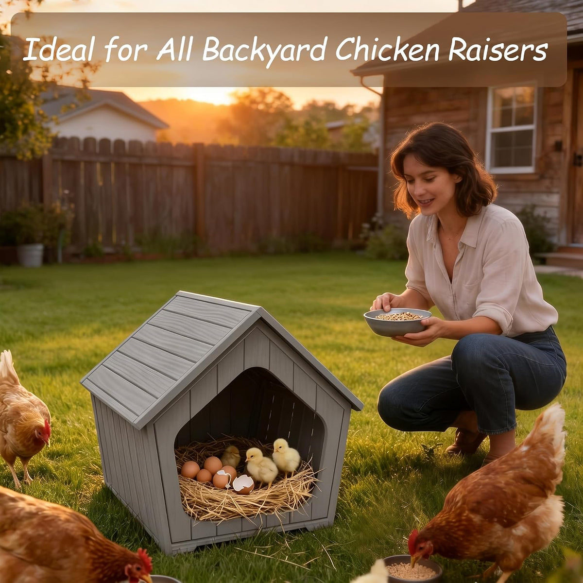 Outdoor Indoor Chicken Coop, Grey