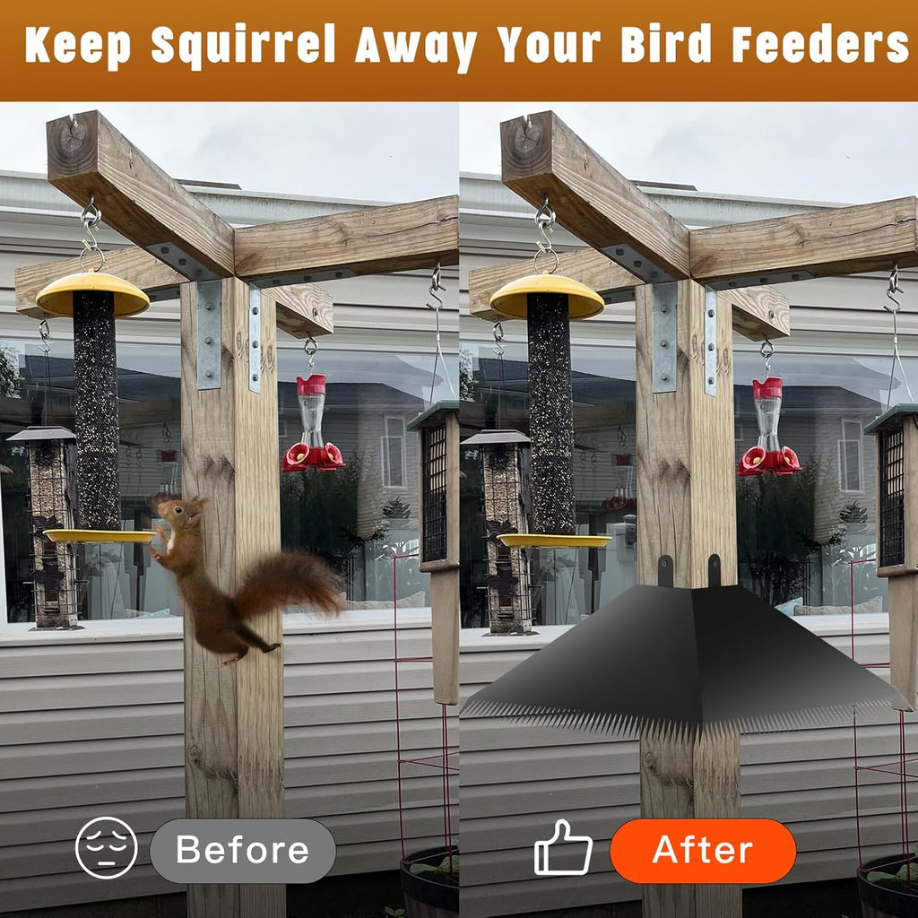 Metal Squirrel Baffles with Spikes - Galvanized Steel Squirrel Guards for 4x4 Posts and Bird Feeder Poles - Keeps