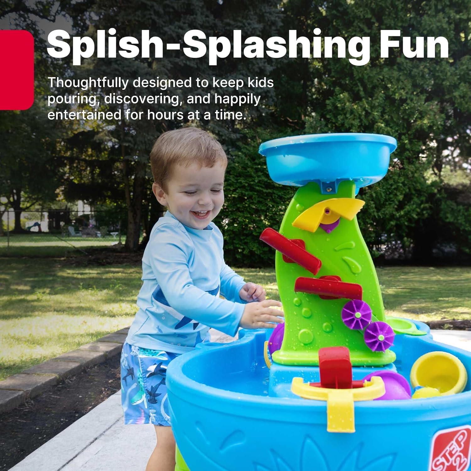 Step2 Rain Showers Splash Pond Water Table, Kids Water and Sand Activity Sensory Playset, Summer Outdoor Toys, 13