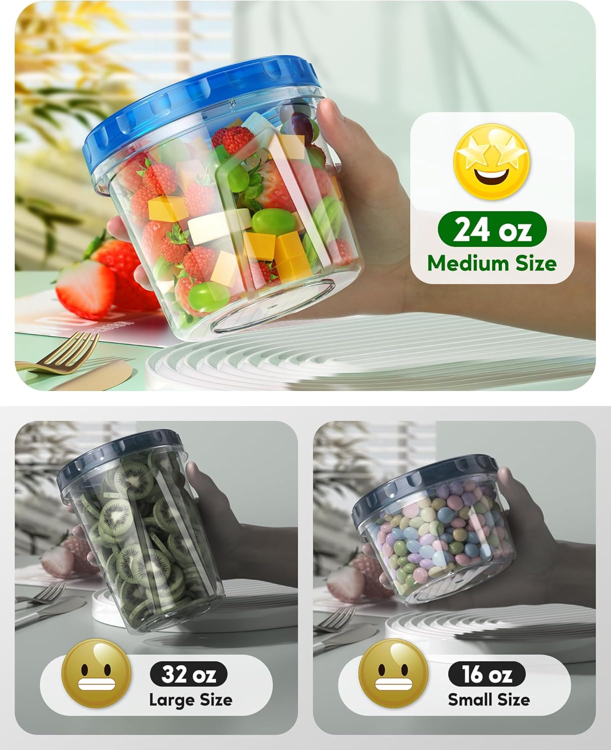 8 Pack-24 OZ Freezer Storage Containers, Plastic Soup Container with Lids, BPA Free Food Storage Containers with