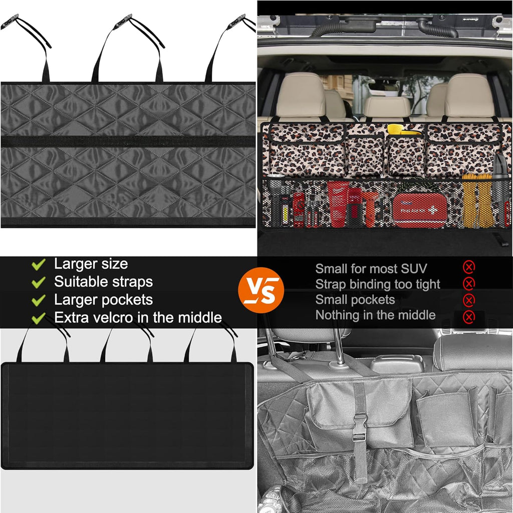 Car Trunk Organizer,Large Capacity Backseat Trunk Organizer(42"*18"),Collapsible Car Storage Bag with 8 Pocekt,Car