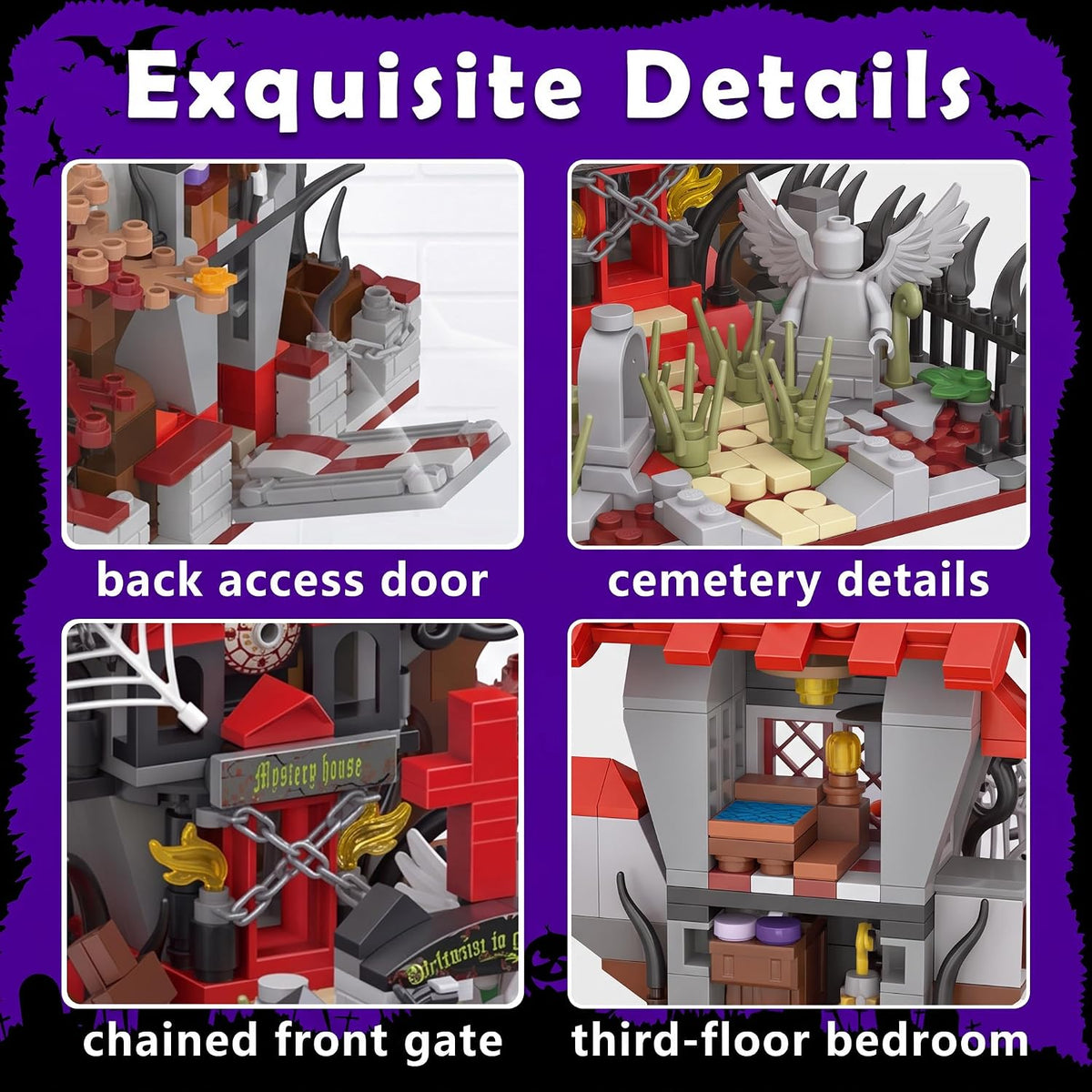Halloween Haunted House Building Set, Mini Vampire Castle Blocks