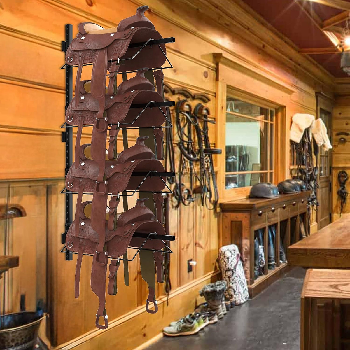 4 Tier Saddle Rack Wall Mount, Saddle Rack for English & Western Saddles