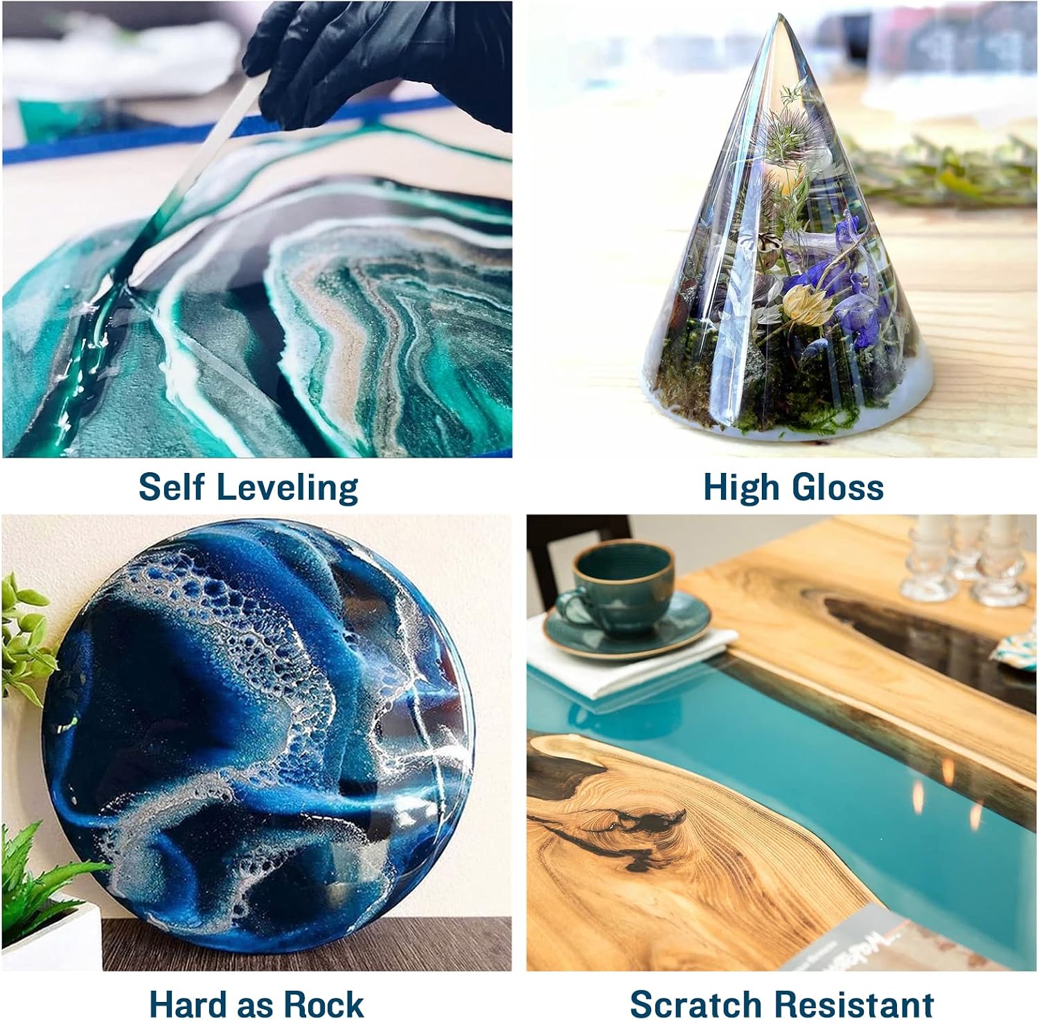 Deep Pour Epoxy Resin, 51oz Epoxy Resin Kit for 2-4" Pour Depths, Crystal Clear & High Gloss, Bubble-Free Casting