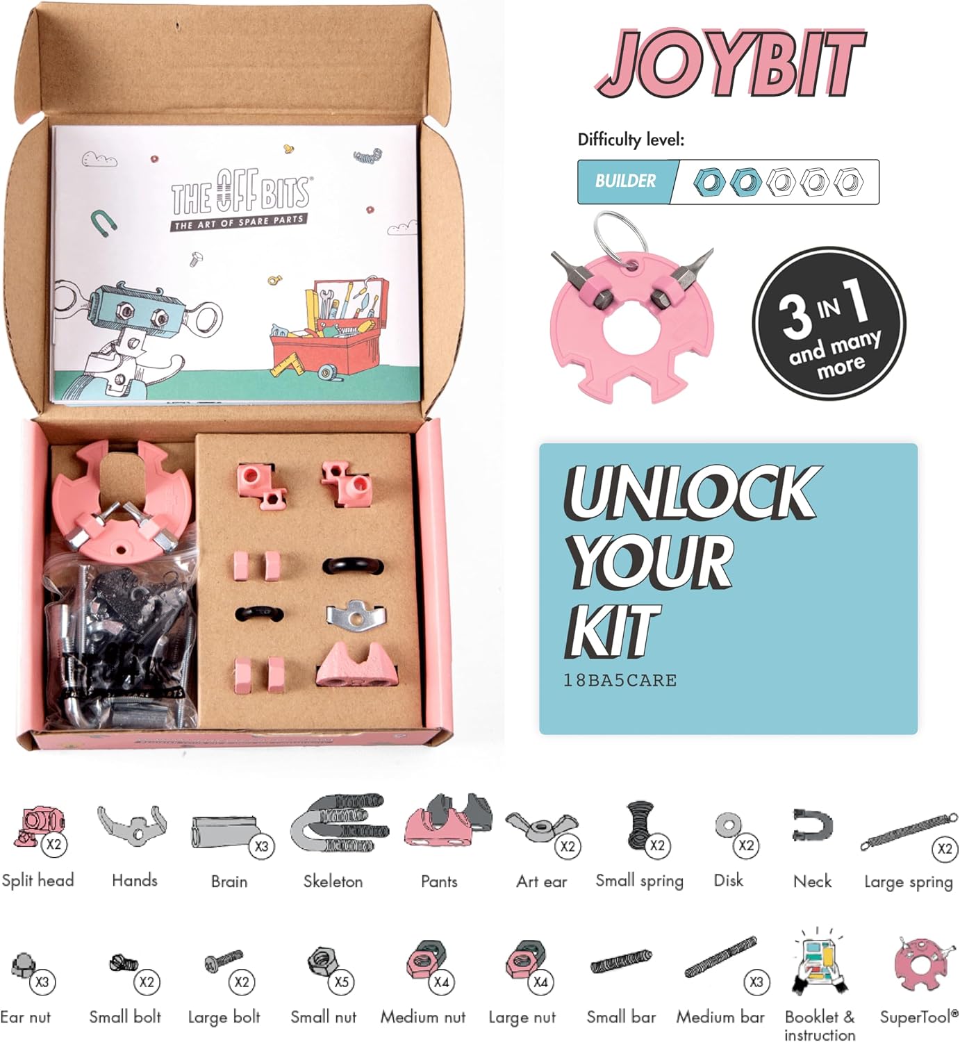 The Off Bits JoyBit Build Your Own Robot Toy Construction Set, Educational Easter Gift Ideas STEM Activities Learning