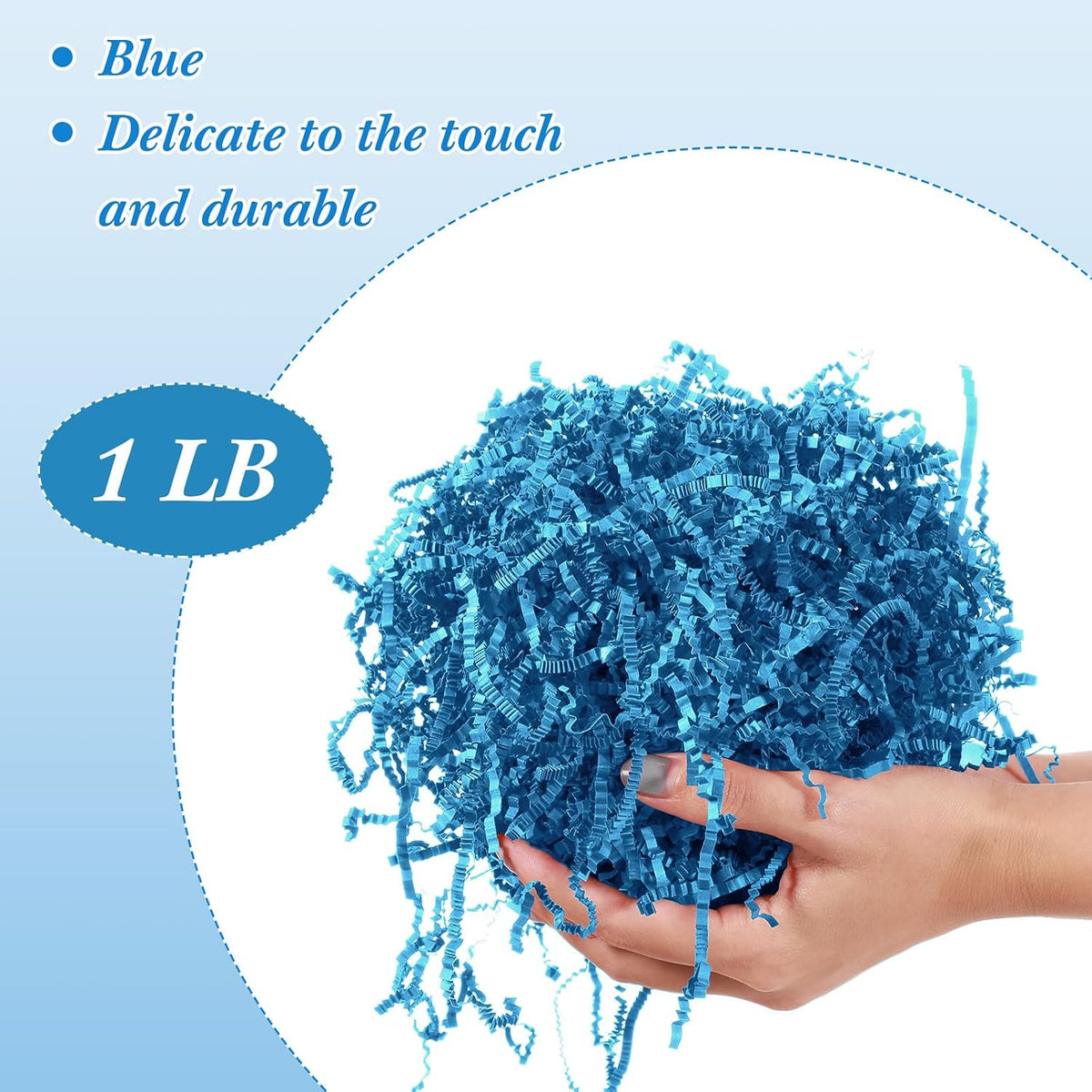 1lb Blue Crinkle Cut Paper Shred Filler