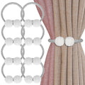 8 Pack Magnetic Curtain Tiebacks with Pearls,Elegant Window Treatment Holdbacks for Heavy Outdoor Drapes (Grey)
