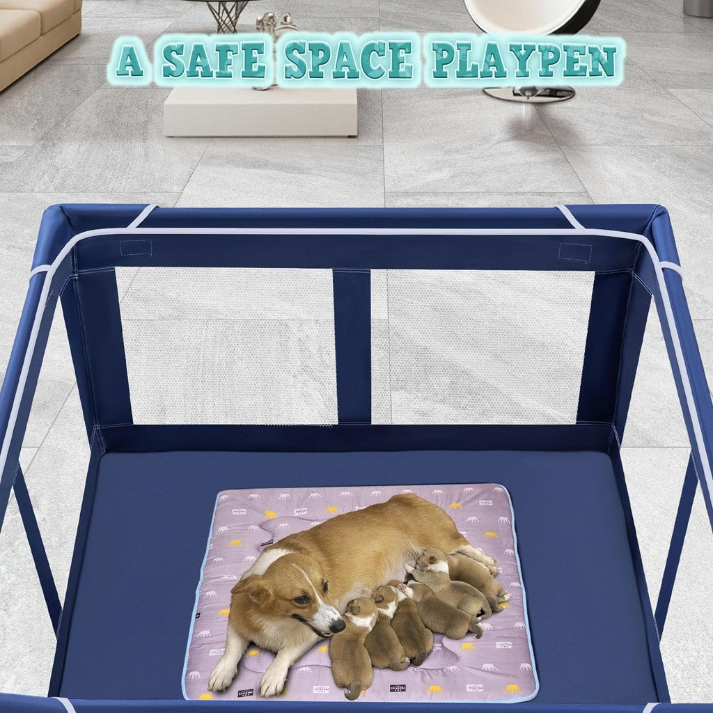 42x42 Inches Puppy Playpen with Gate, Dog Playpen for Puppies or Small Dogs, DogFence Pet Playpen for Indoor &