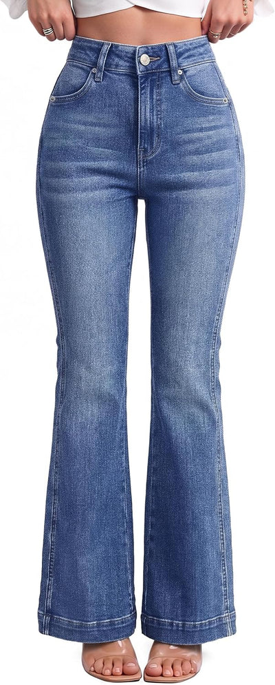 Womens Bootcut Bell Bottom Jeans Wide Leg Flare Denim Pants