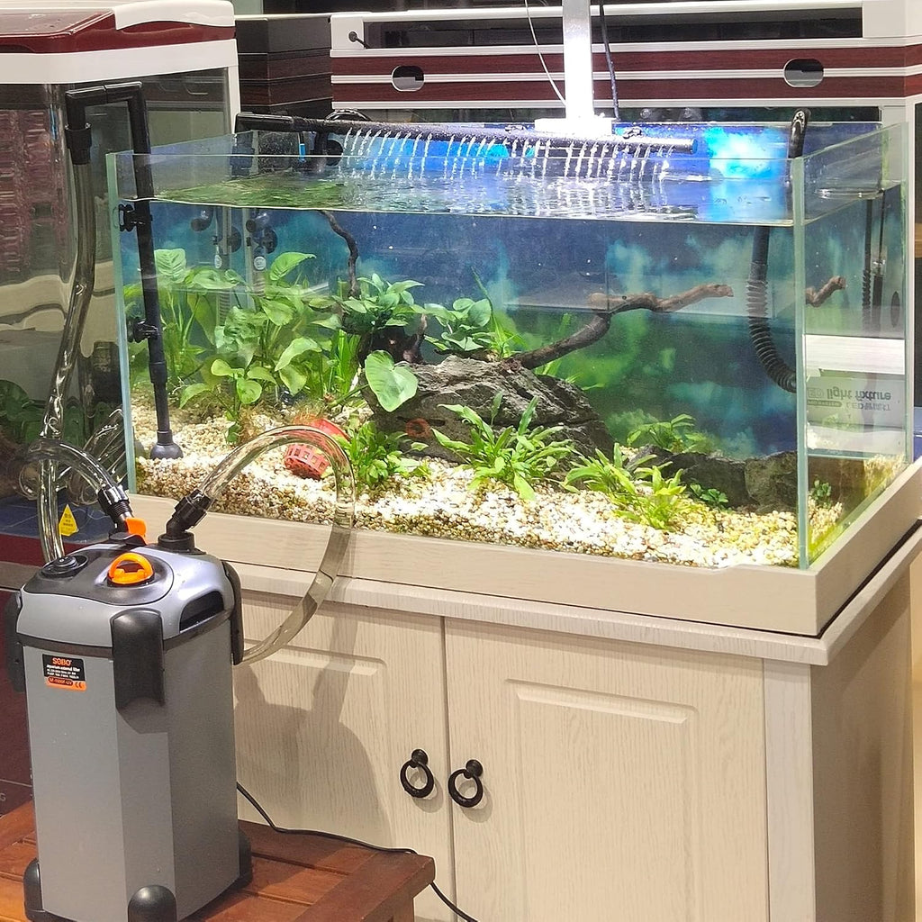 Aquarium External Ultra-Quiet Canister Filter, Fish Tank Water Circulation Filter with Filter Media