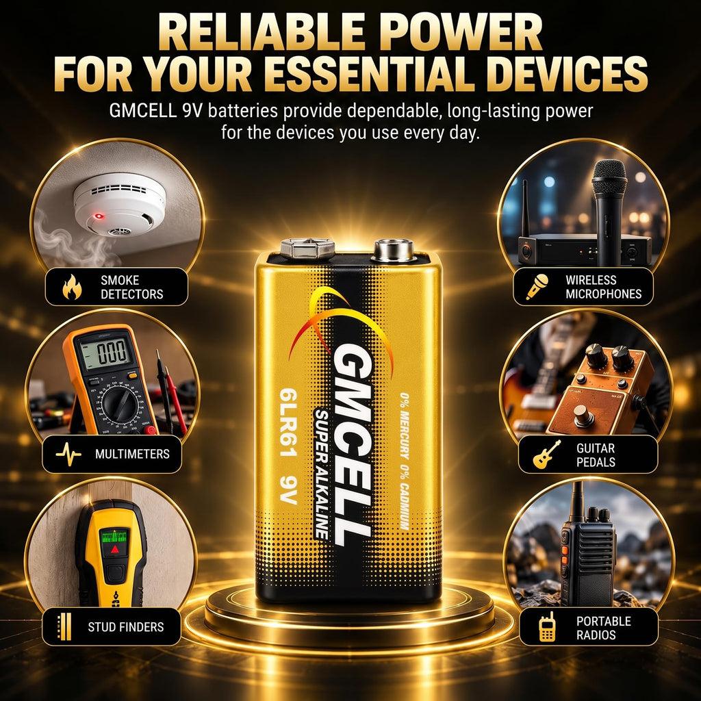 9V Batteries 16-Pack,Alkaline Non-Rechargeable Long-Lasting