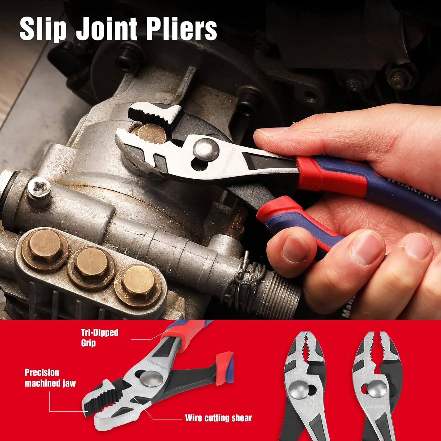 4-Piece Pliers Set - Premium CR-V Construction Tool Set Including Long Nose, Diagonal Cutting, Groove Joint and Slip