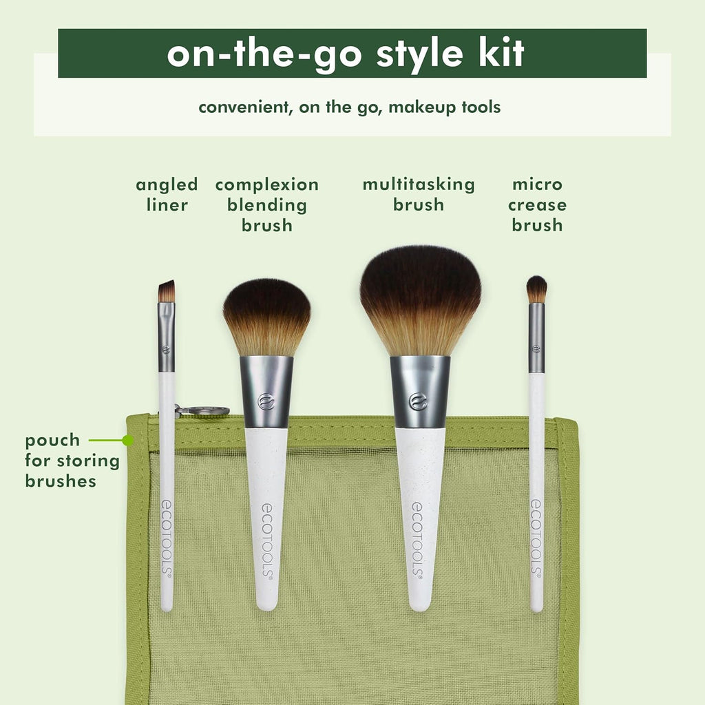 On-The-Go Makeup Brush Kit, Travel-Friendly Brush Set, Mini-Size Makeup Tools for Powders, Blush, Bronzer, &