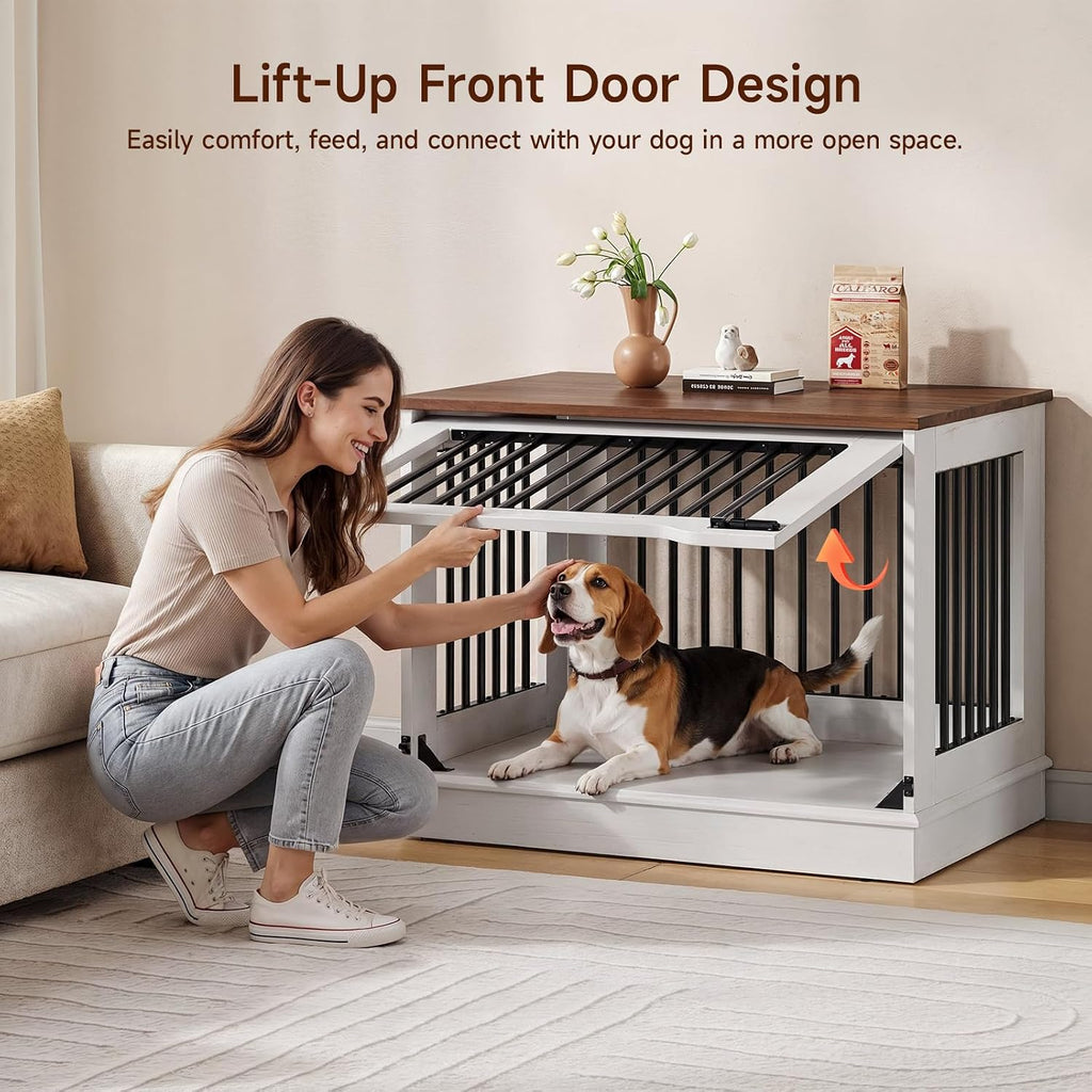 32 Inch Flip-Up Door Dog Crate Furniture for Medium Dogs