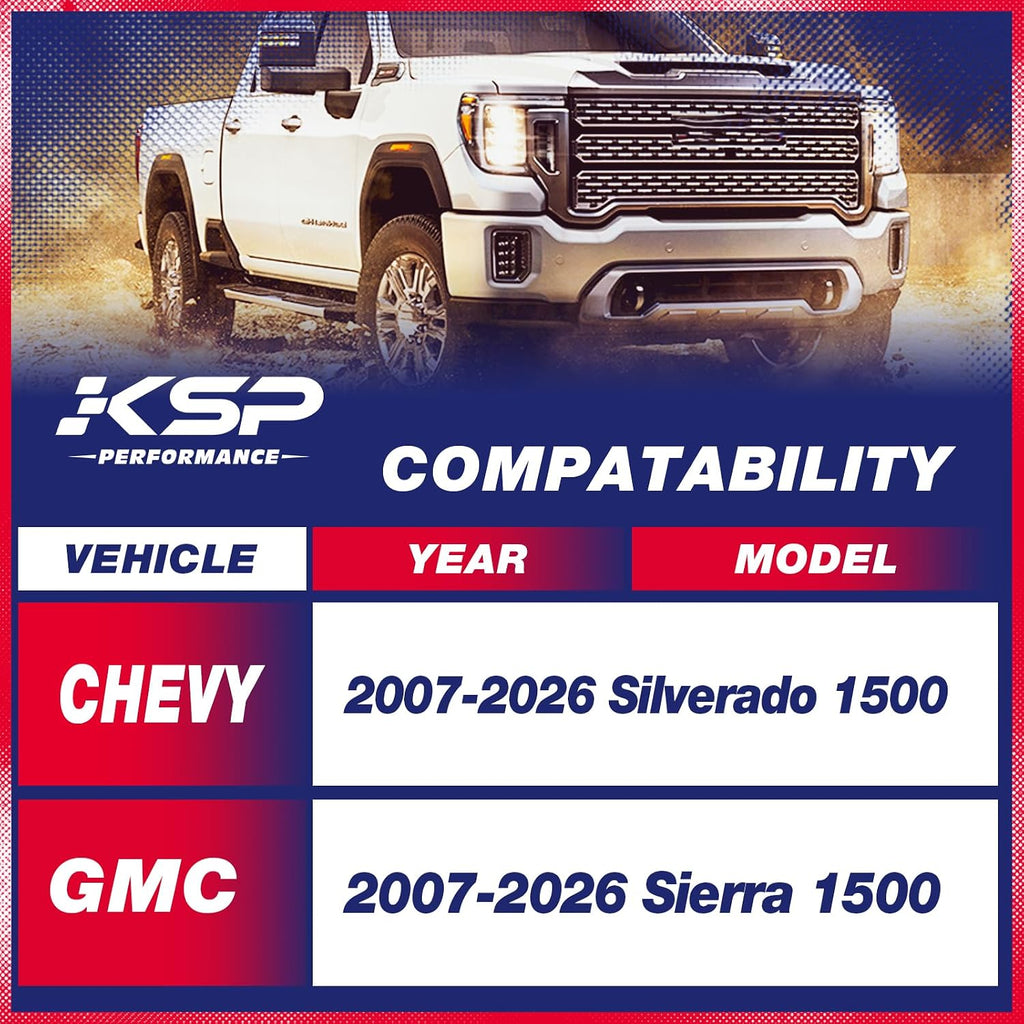 KSP 2" Silverado Leveling Lift Kits, 2in Front Suspension Lift Spacers Compatible With Chevy Silverado GMC Sierra 1500 2007-2026, 2pcs Aluminum Strut Spacers Increase 2inch Space on Pickup&Trucks
