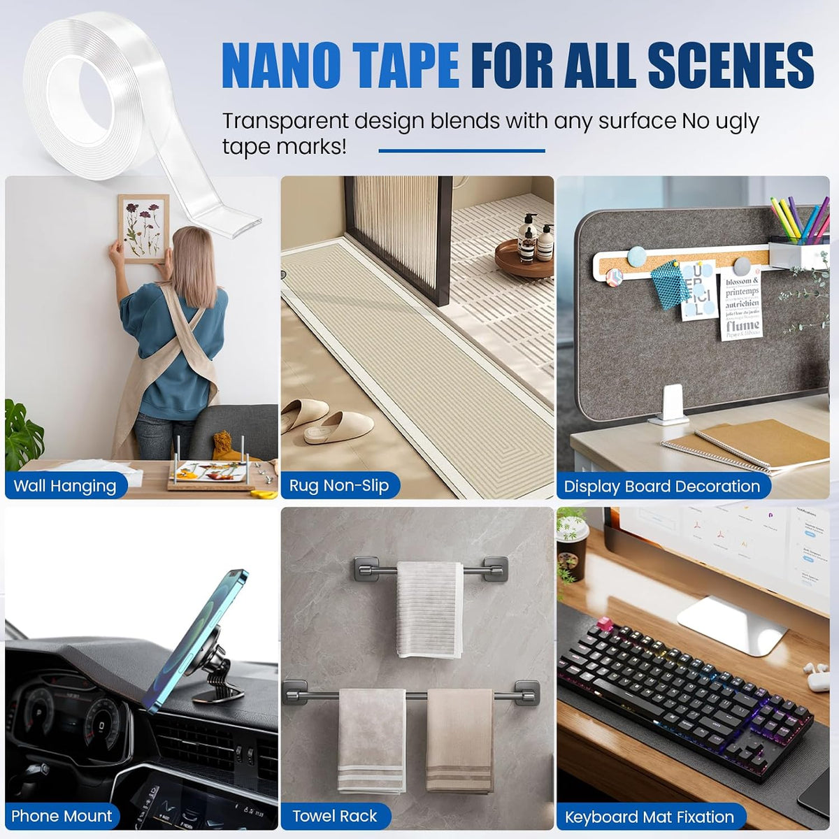 Double Sided Tape Heavy Duty, Water-Resistant Mounting Tape(16.4ft )