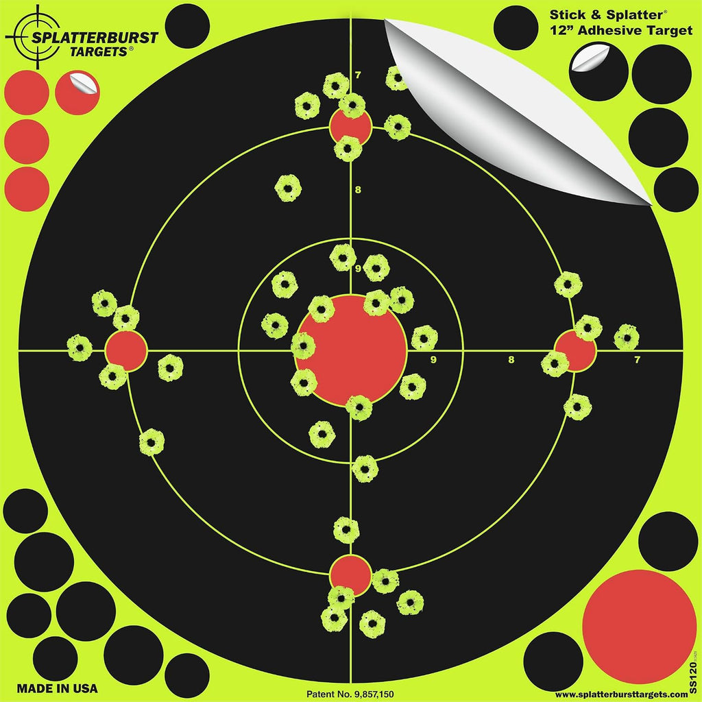 12 inch Stick & Splatter Self Adhesive Shooting Targets - Gun - Rifle - Pistol - Airsoft - BB Gun - Pellet Gun - Air