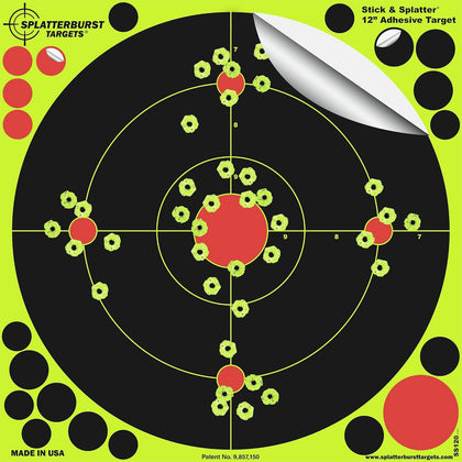 12 inch Stick & Splatter Self Adhesive Shooting Targets - Gun - Rifle - Pistol - Airsoft - BB Gun - Pellet Gun - Air