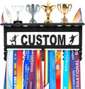 Personalized Medal Holder with Name Display Rack for Awards Ribbons - Metal Custom Sports Race Plaques Hanger for