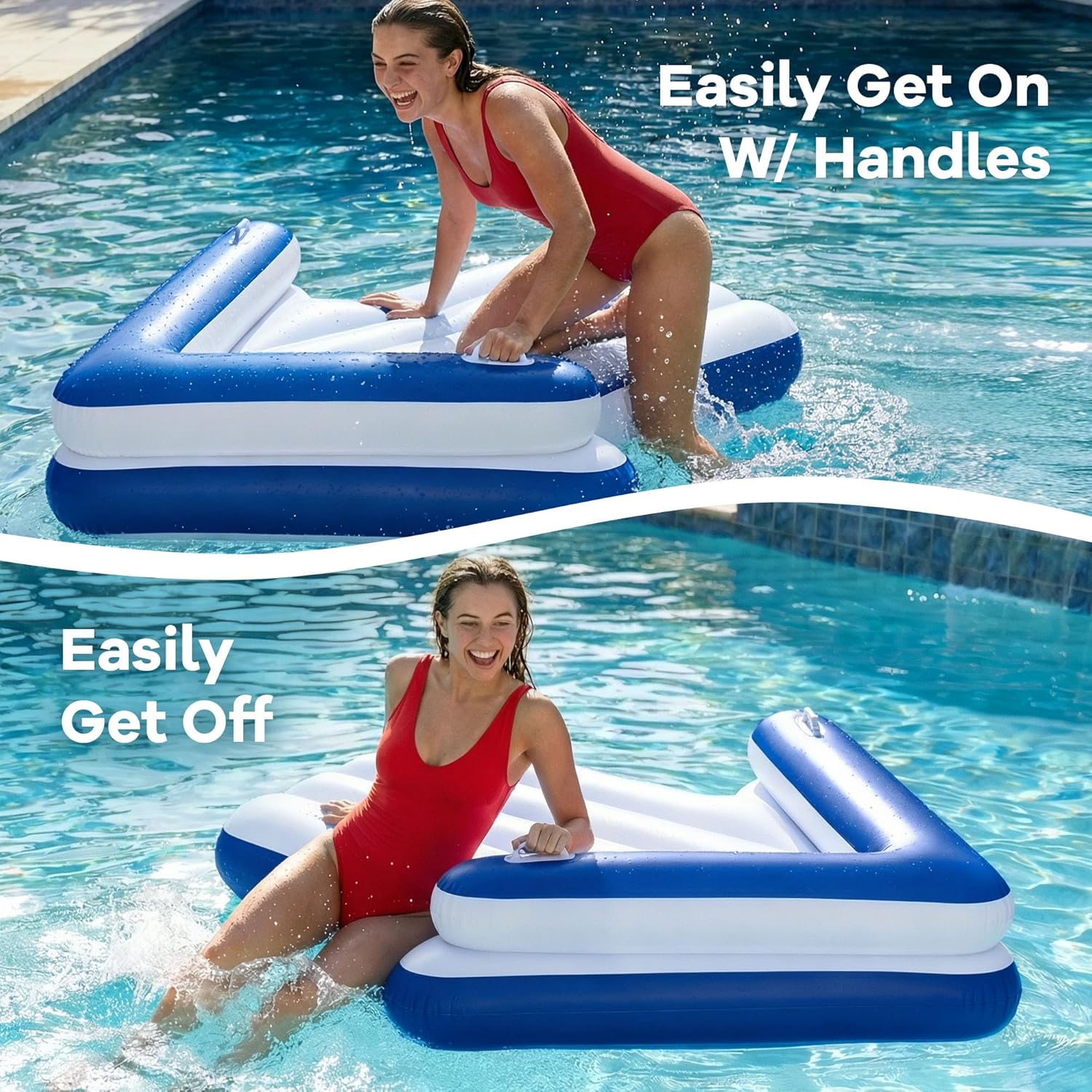 Inflatable Pool Floats for Adult, Floating Pool Lounger Tanning Bed, Cool Sun Bathing Tan Blow up Raft Floatie