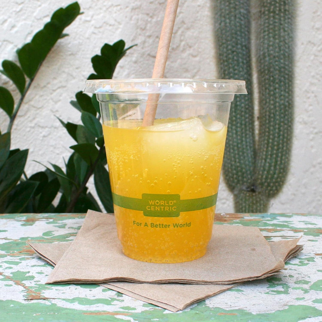 Compostable Cup Lids 9-24 oz - Made from Plants, Leak-Resistant - 100 Pack