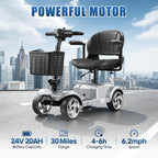 30 Miles Foldable Powered Mobility Scooters for Seniors and Adults, Silver