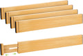 Drawer Divider, Adjustable Bamboo Kitchen Drawer Organizer, Spring Loaded Drawer Organizer, Dresser Separators for